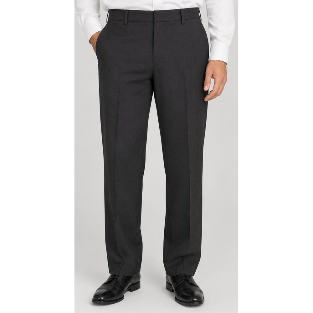 Haggar Dress Pants Men 30x30 Black New Slim Straight Flex Waist Wrinkle Free
